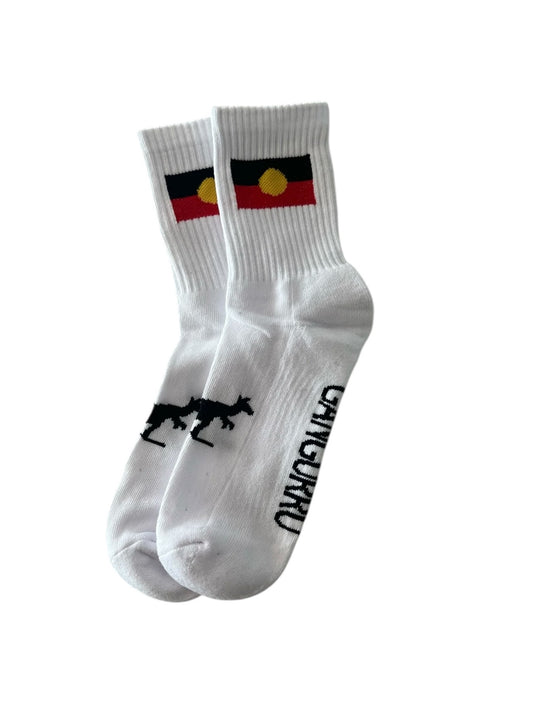 Aboriginal Flag White Socks (Lacrosse WA)